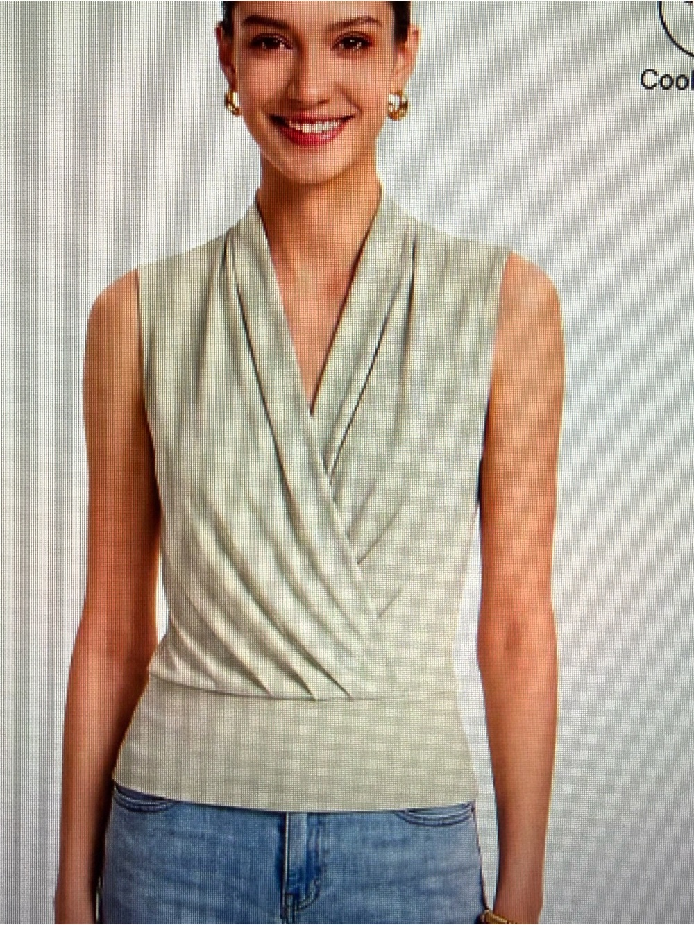 OGL Cream Surplice Sleeveless Top M - Picture 3 of 6